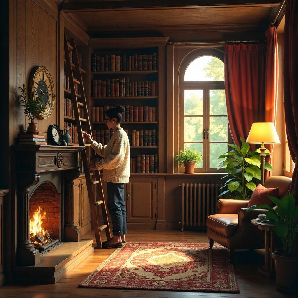 Cozy Cottage Library: 3D Librarian Render