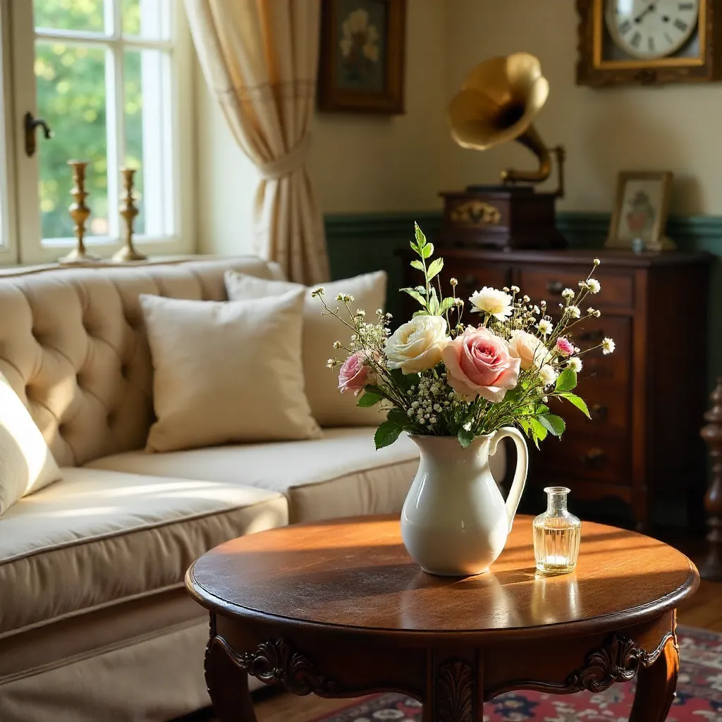 Cozy Vintage Interior with Delicate Flowers