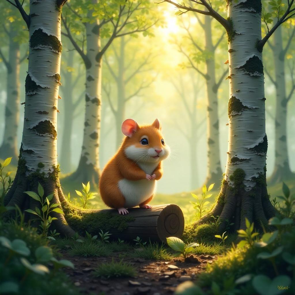 Hamster in a Birch Forest: Concept Art