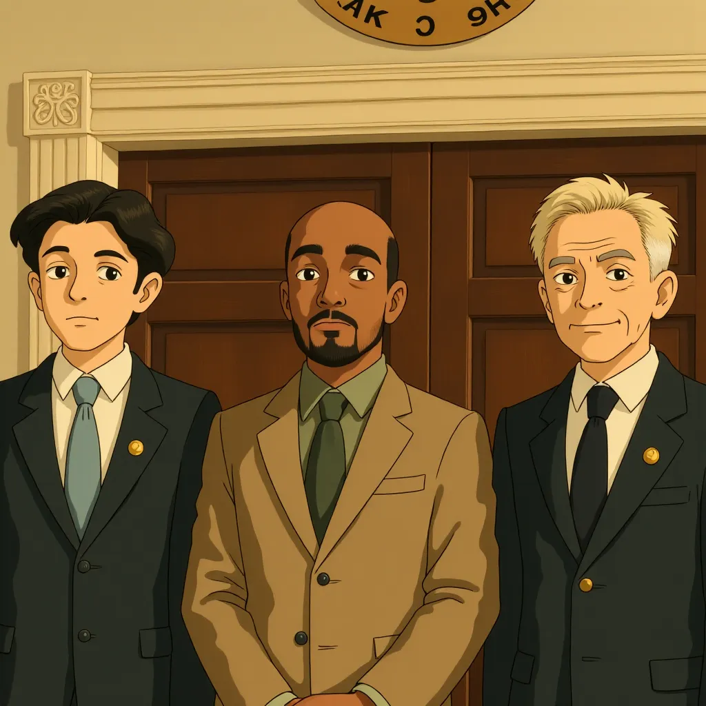 Harrison Ford, Anthony Mackie, and Takehiro Hira in Captain America: Brave New World (2025) - Ghibli style