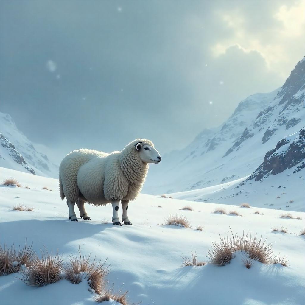 Concept Art: Sheep in a Snowy Landscape