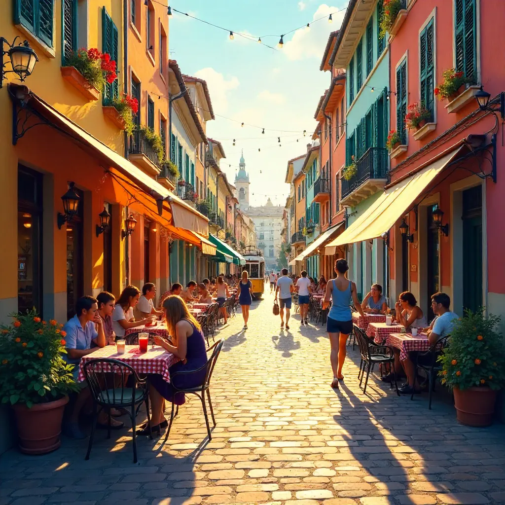 Vibrant European Street Café Scene