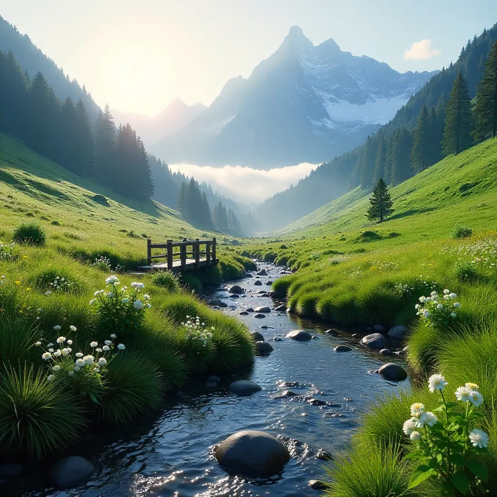 Mist-kissed Alpine Stream in Kuhtai, Tirol