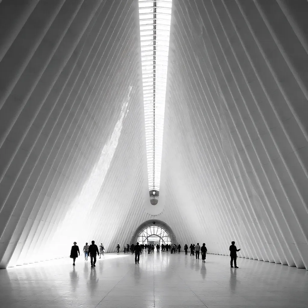 Monochrome Oculus Interior: Calatrava Vaults