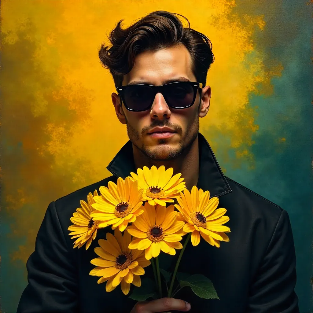 Sunlit Shades: Portrait with Yellow Blooms