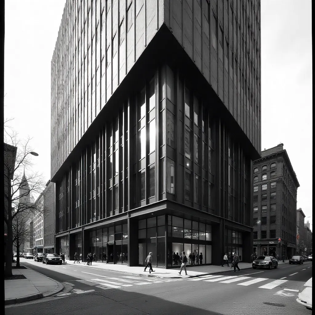 Monochrome Urban Office Exterior in Modern Architecture