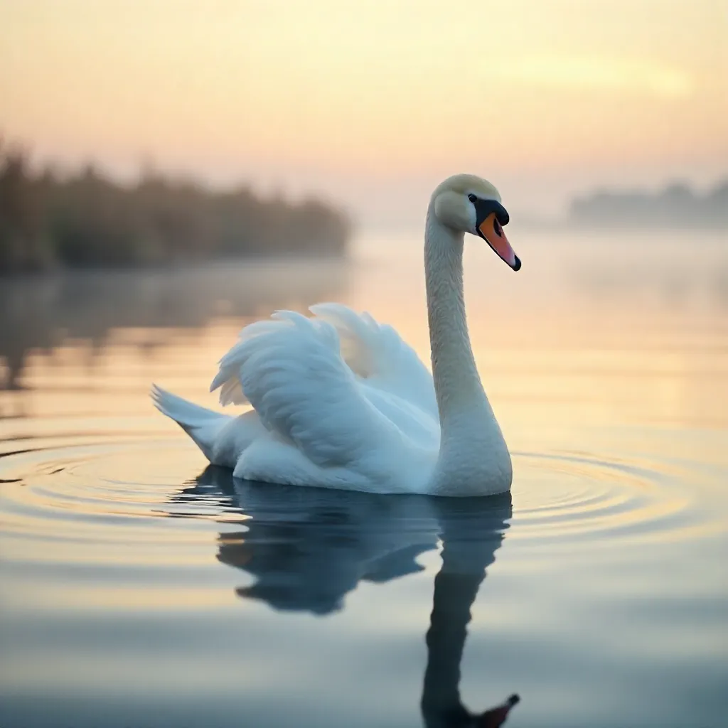 Serene White Swan on a Tranquil Lake