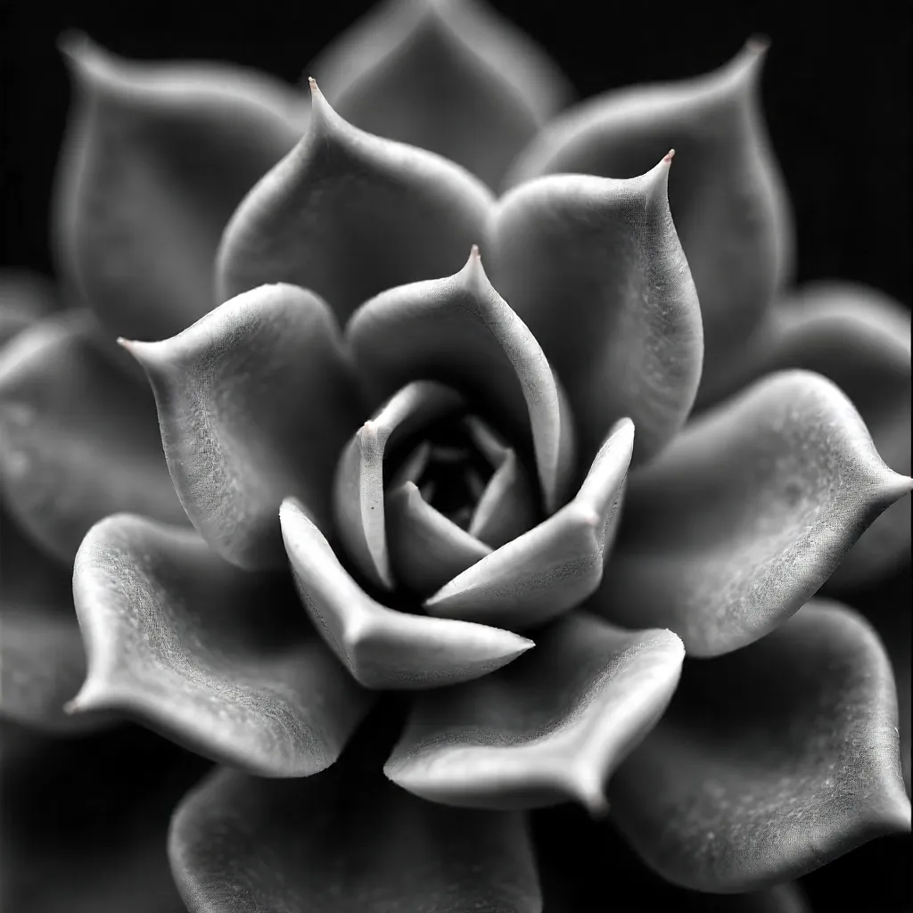 Monochrome Rosette: Macro of a Succulent
