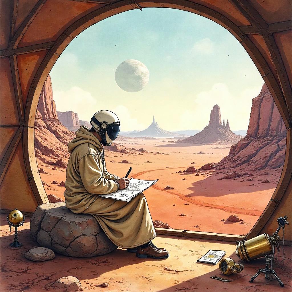 Watercolor Scholar on the Red Planet