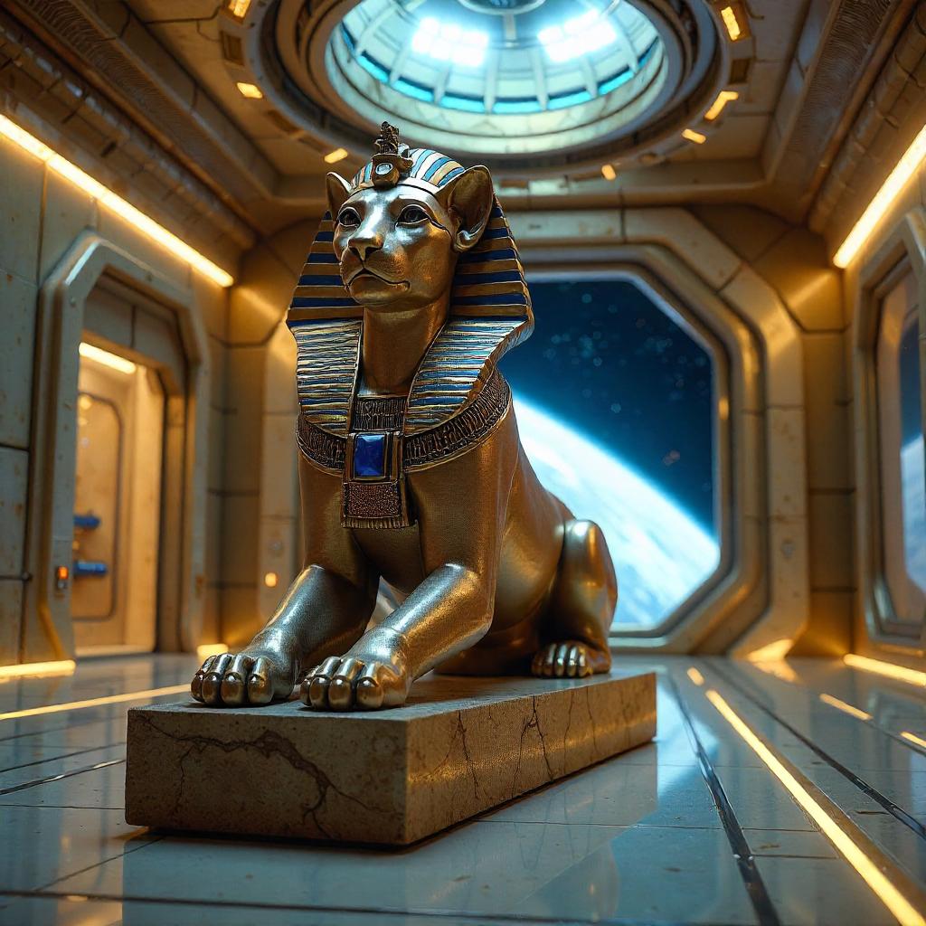 Photoreal Sphinx on a Futuristic Space Station
