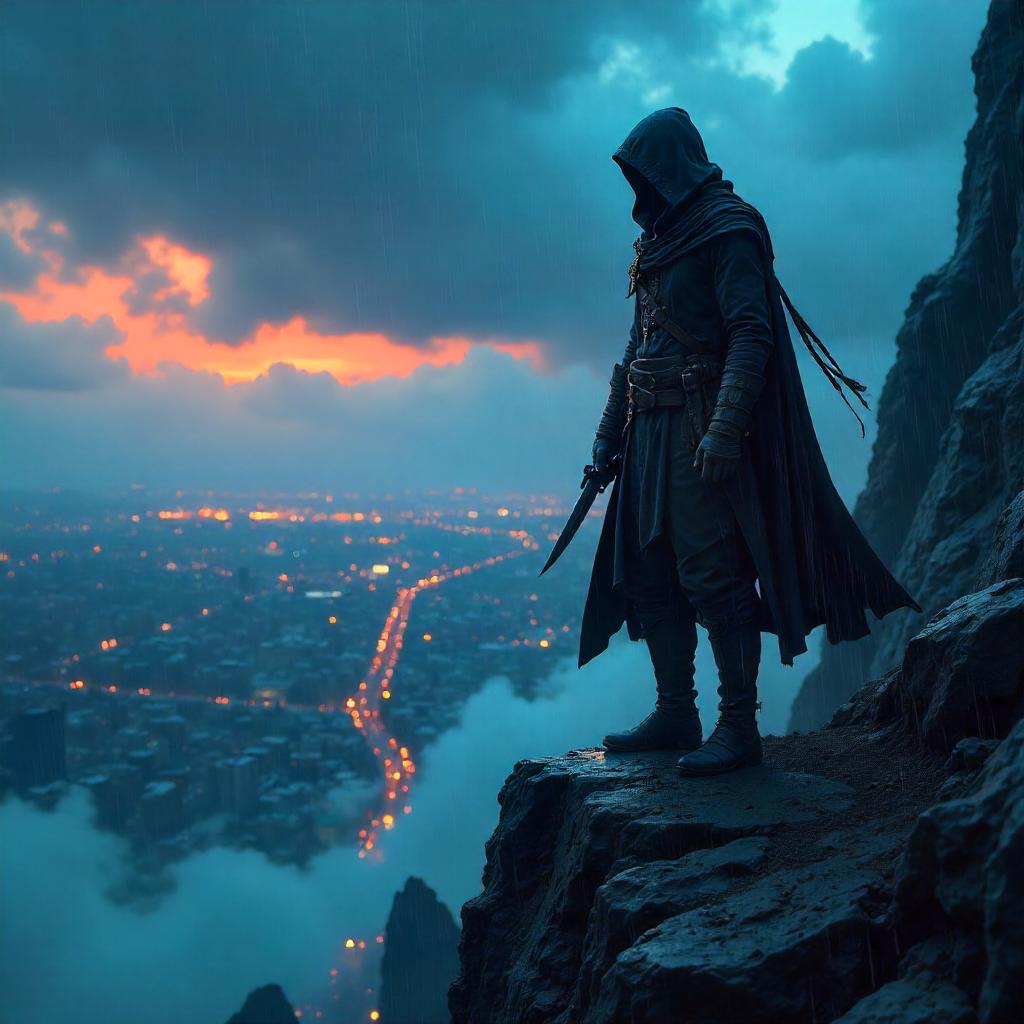 Assassin on a Stormy Rocky Outcrop