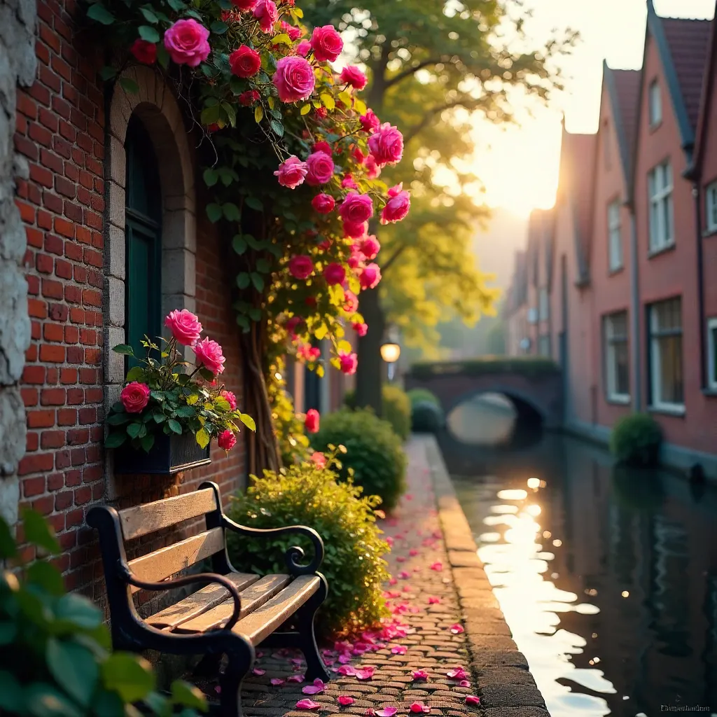 Pink Roses by Lübeck Brick Wall: Urban Garden Scene