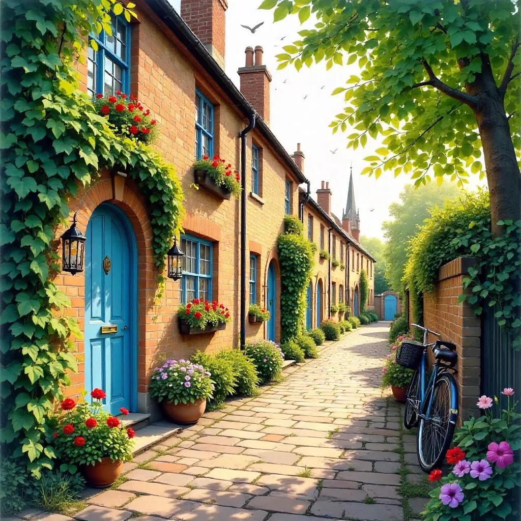 Blue Door in a Lush English Mews