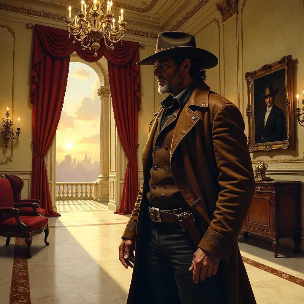Cowboy in a Grand Mansion: An Oil Portrait