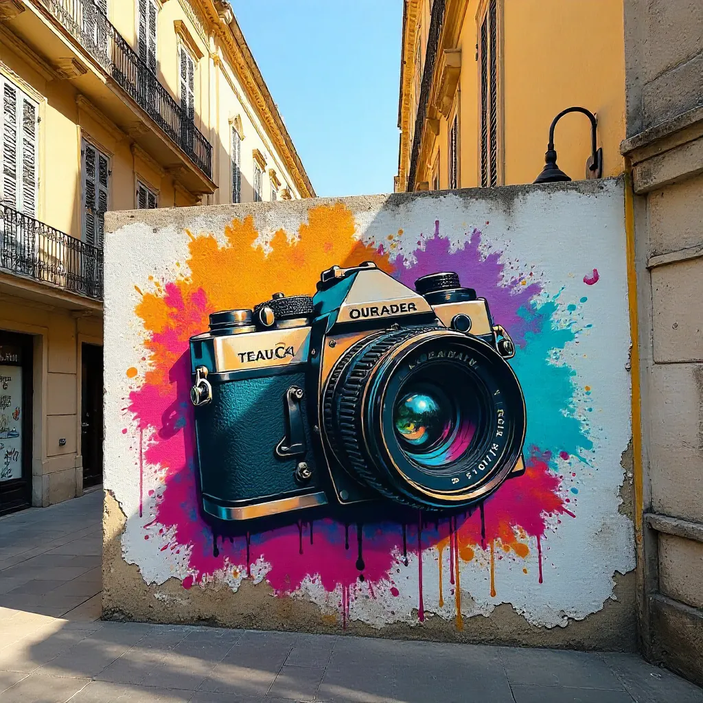 Cannes Mural: Camera Against Historic Facades