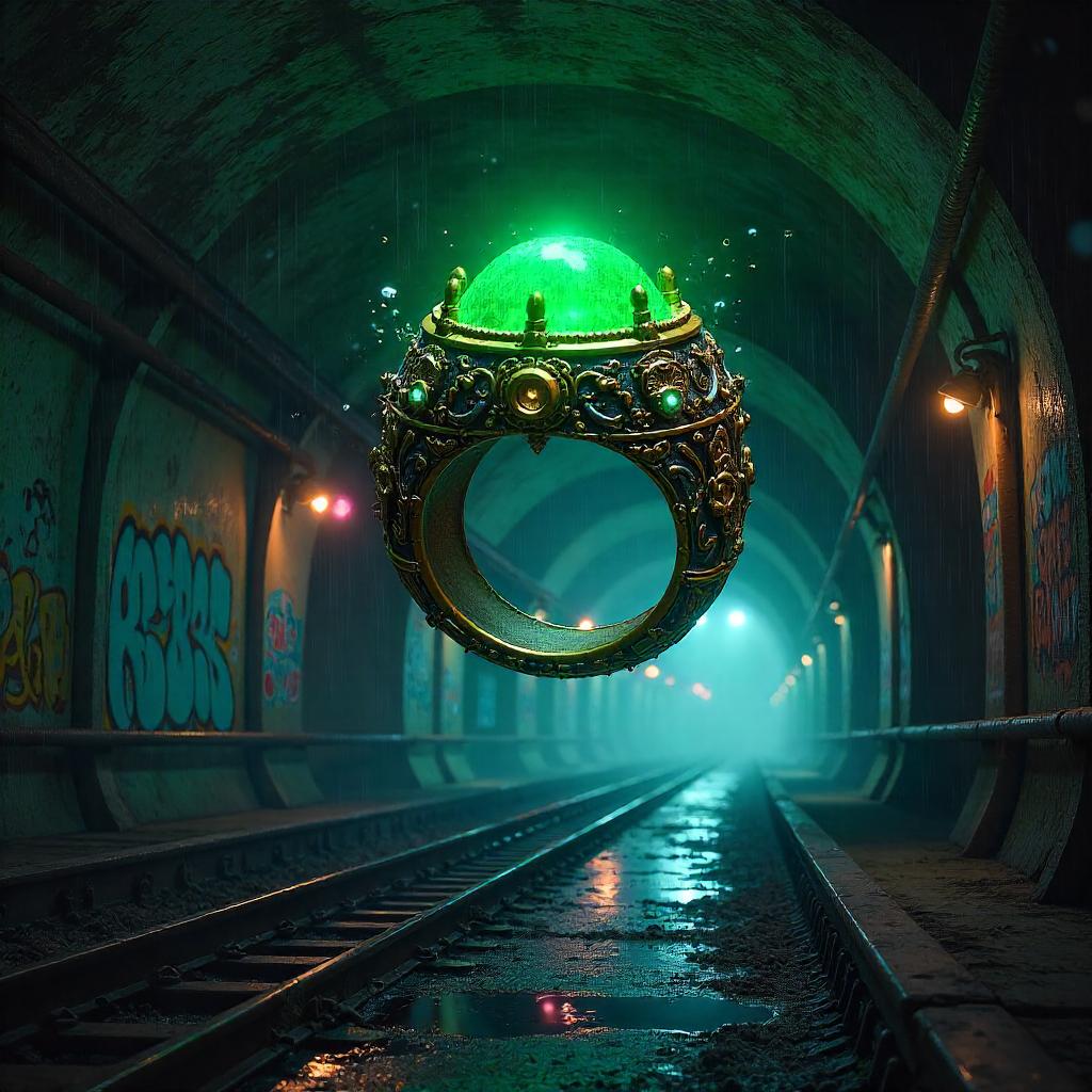 Enchanted Ring in Neon Subway Tunnel Concept Art