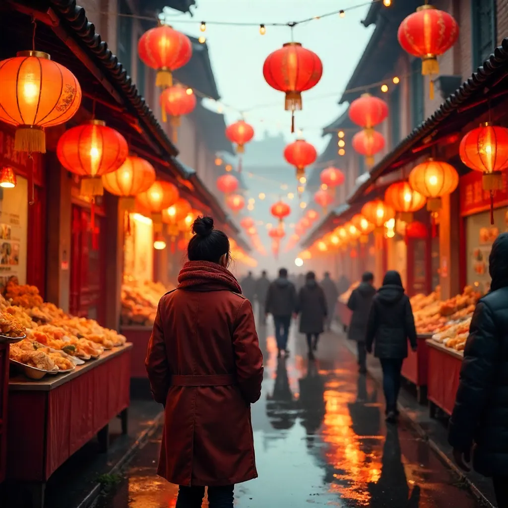 Strolling Through a Lantern-Lit Chinese New Year Market