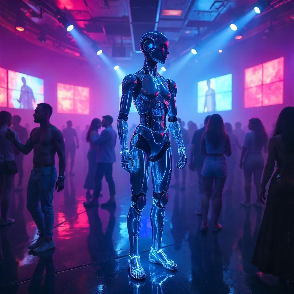 Photoreal AI Construct in a Neon Nightclub