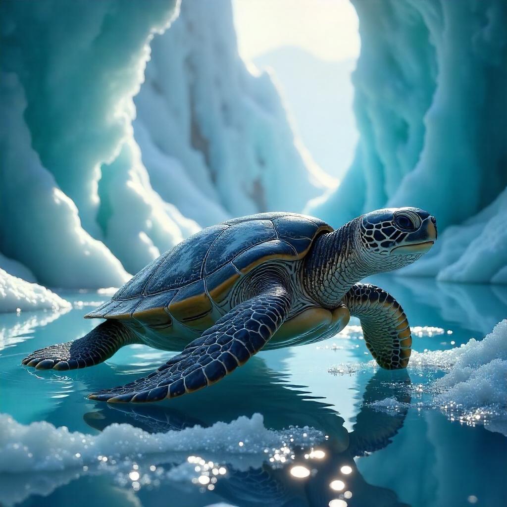 Ice Cave Turtle in 3D Render