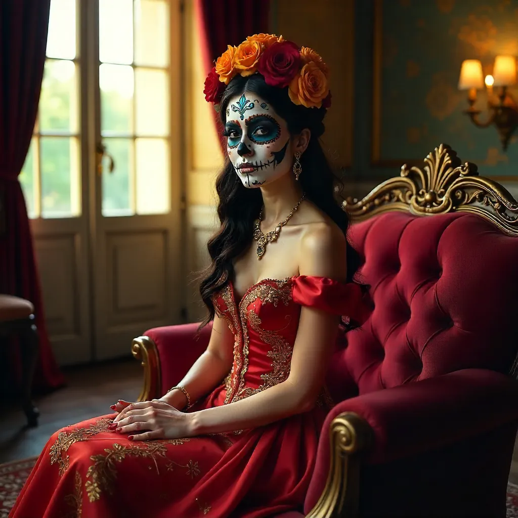 Elegant Day of the Dead Queen Indoors
