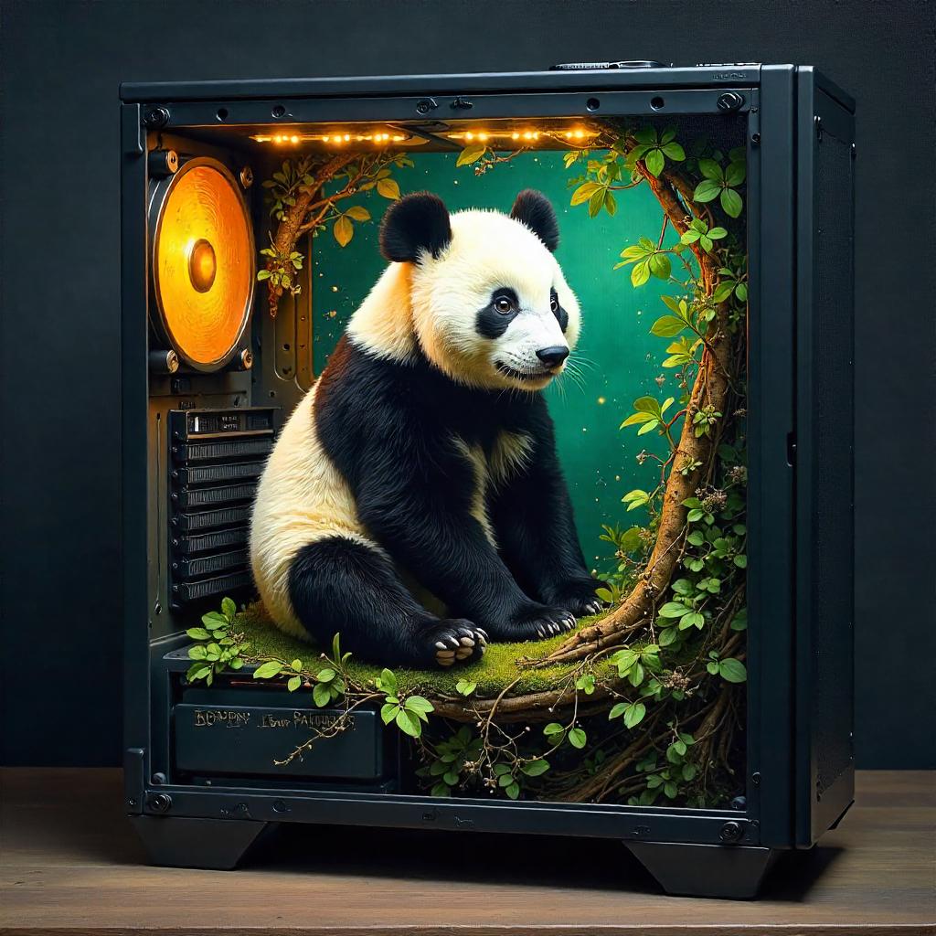 Panda in Oil Inside a Computer Case