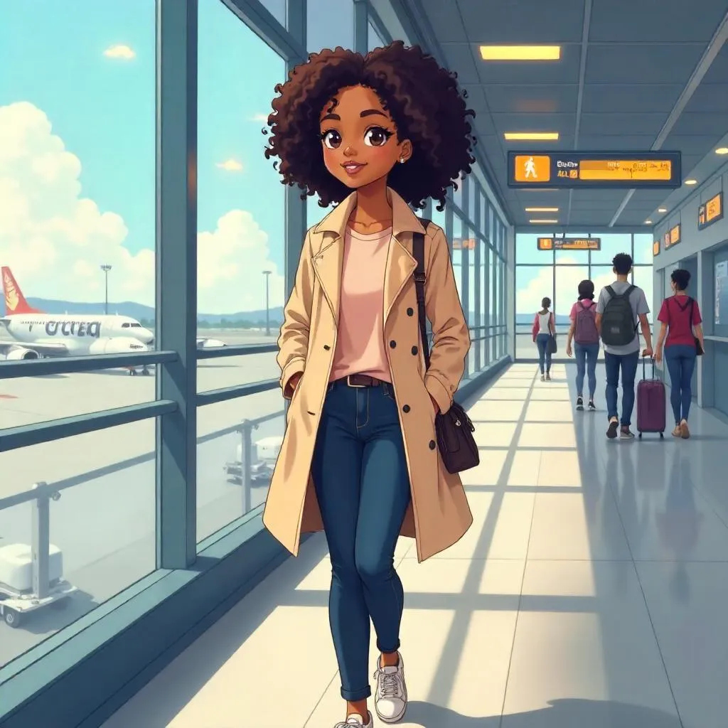 Airport Encounter: Anime Beauty in Transit