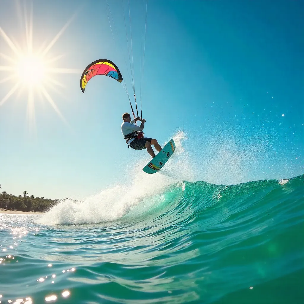 Freedom in the Blue: High-Flying Kiteboarder