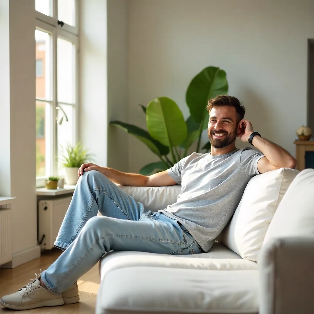 Relaxed Man in a Bright Modern Room