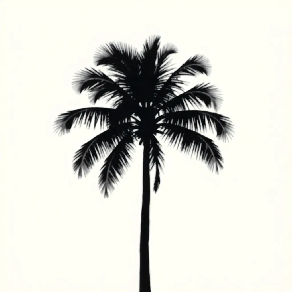 Minimalist Palm Silhouette in Black and White