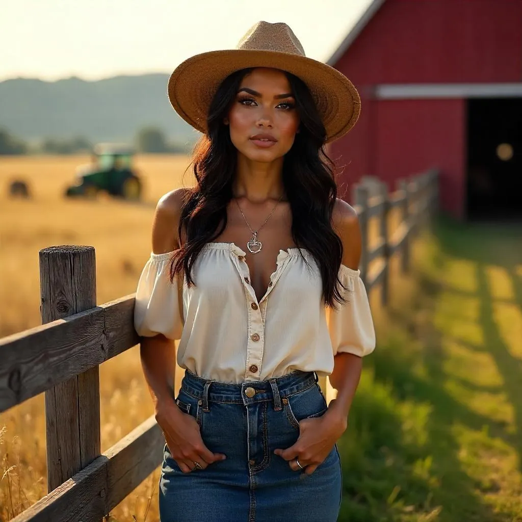 Latina Fashion Portrait on a Rustic Farm