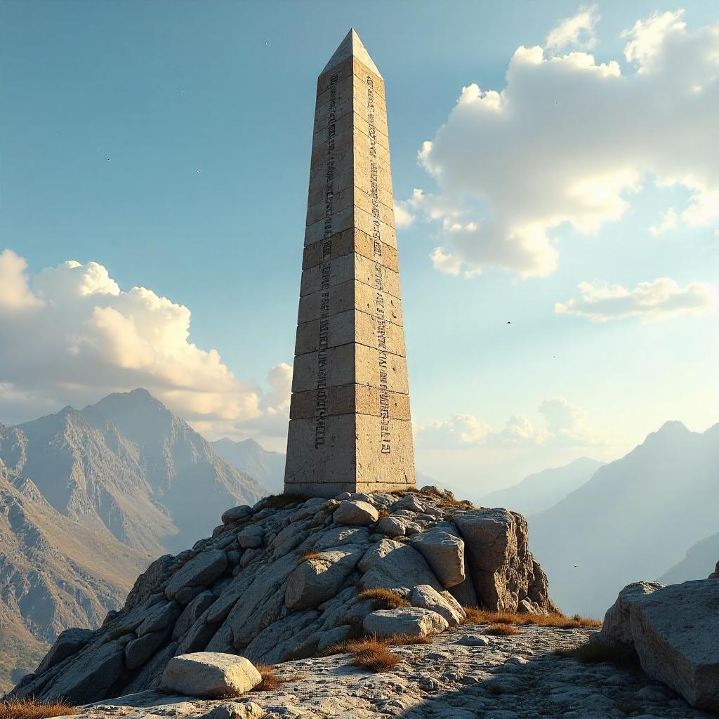 Obelisk on a Jagged Rocky Outcrop