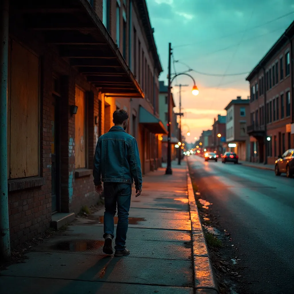 Dusk Walk by Abandoned Urban Facades