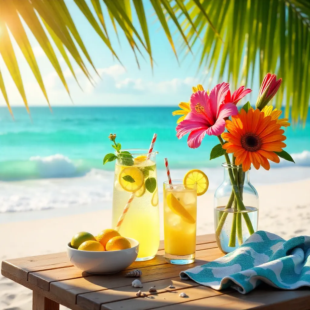 Beachside Summer Refreshments and Floral Table