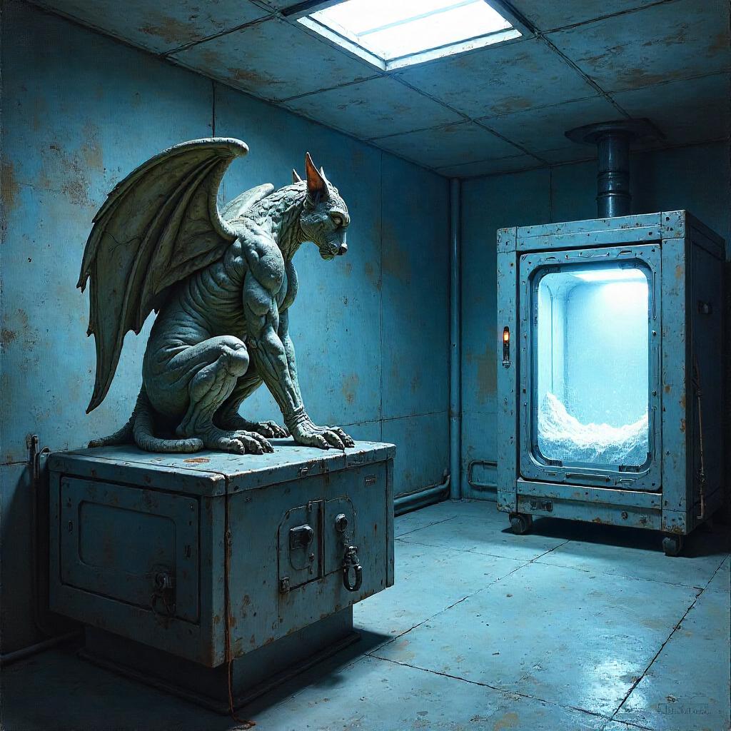 Gargoyle in an Icebound Cryogenic Chamber
