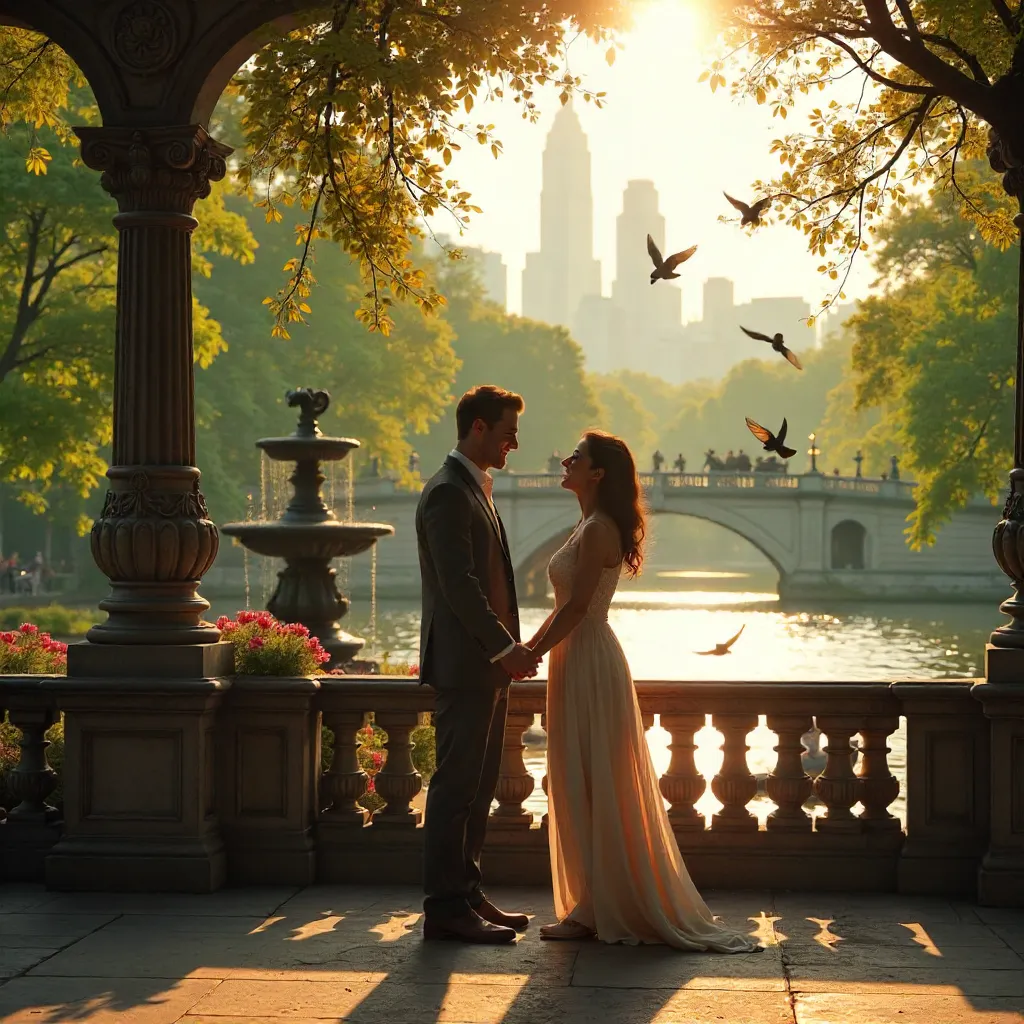 Joyful Moment in Central Park at Bethesda Terrace