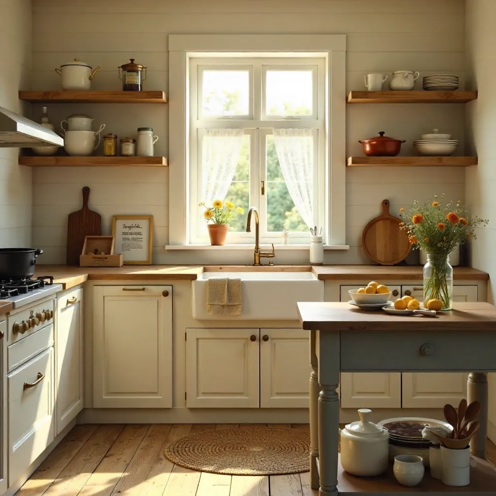 Charming Vintage Kitchen with Warm Rustic Glow
