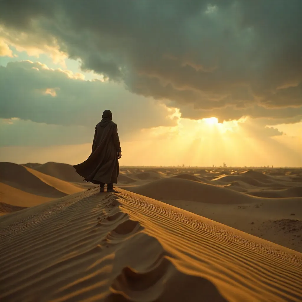 Silhouette on a Desert Dune in Abu Dhabi