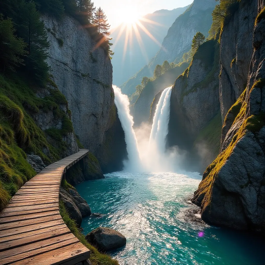 Turquoise Cascade in Kaprun Gorge, Austria