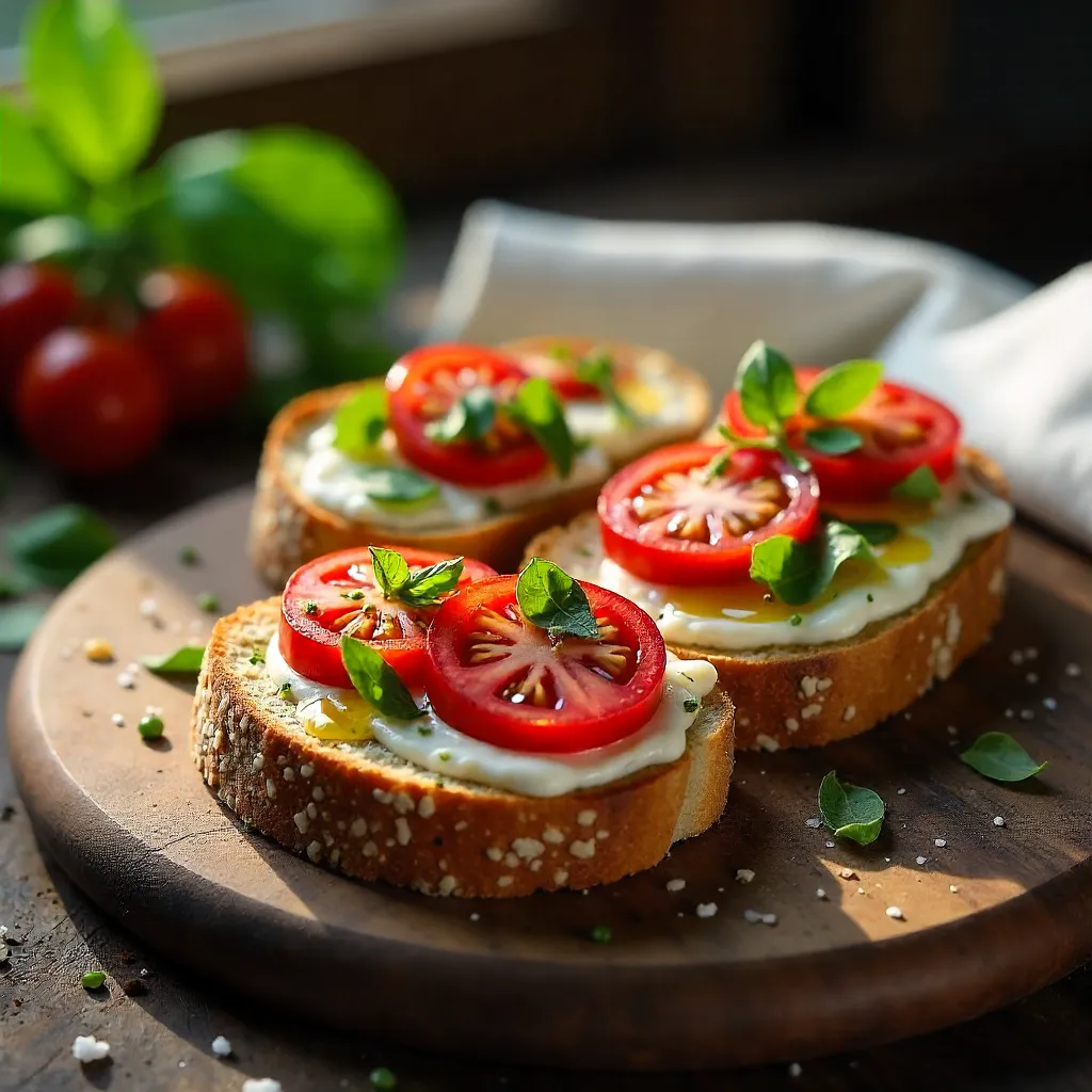 Artful Multigrain Bread with Tomatoes and Fresh Herbs