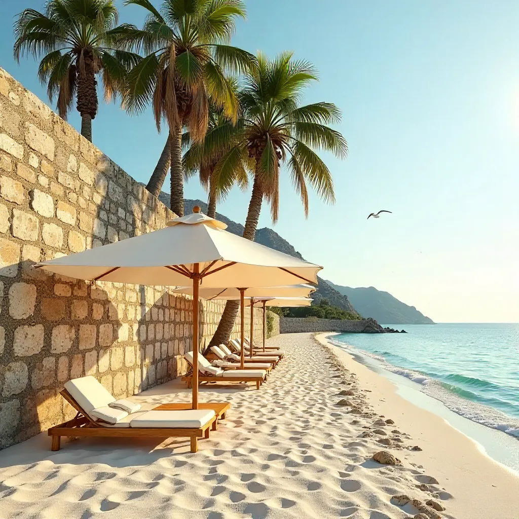 Serene Beachfront by Historic Stone Wall