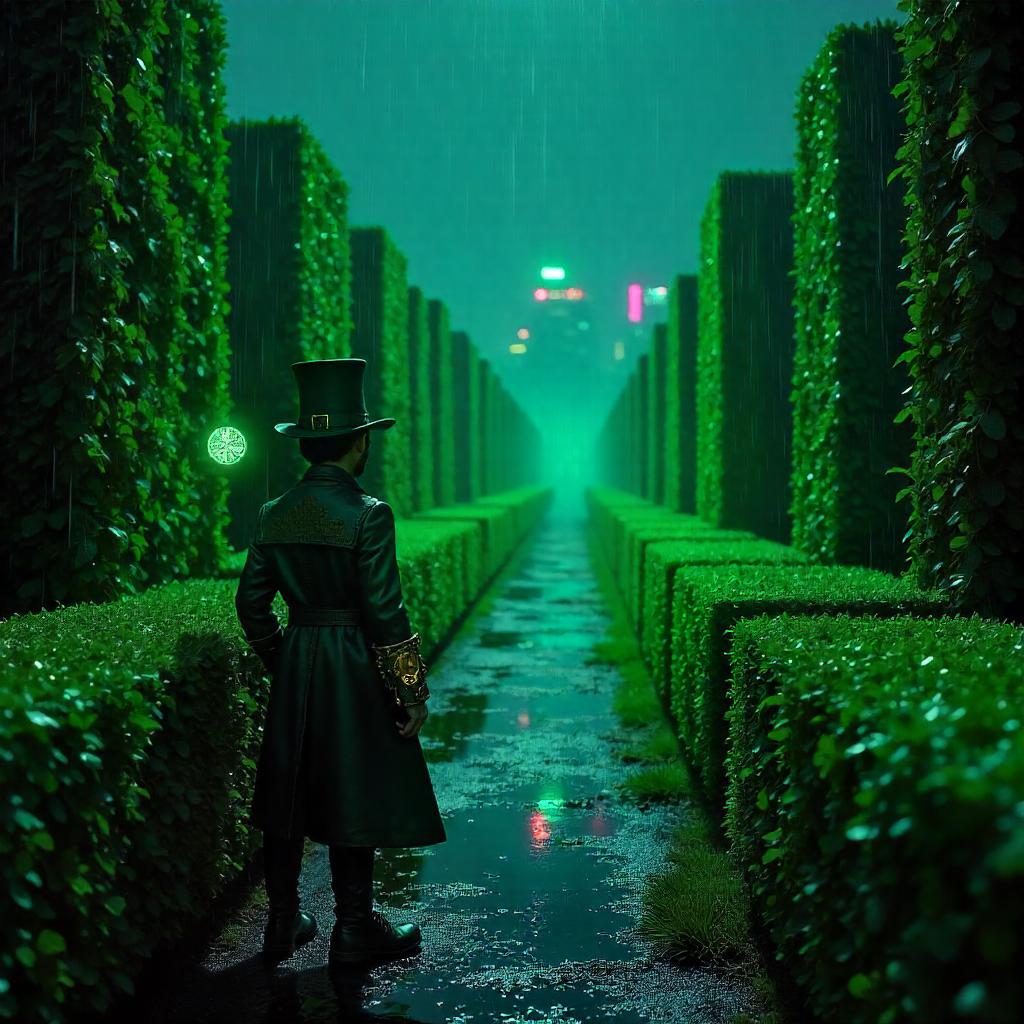 Neon Leprechaun in a Hedge Maze