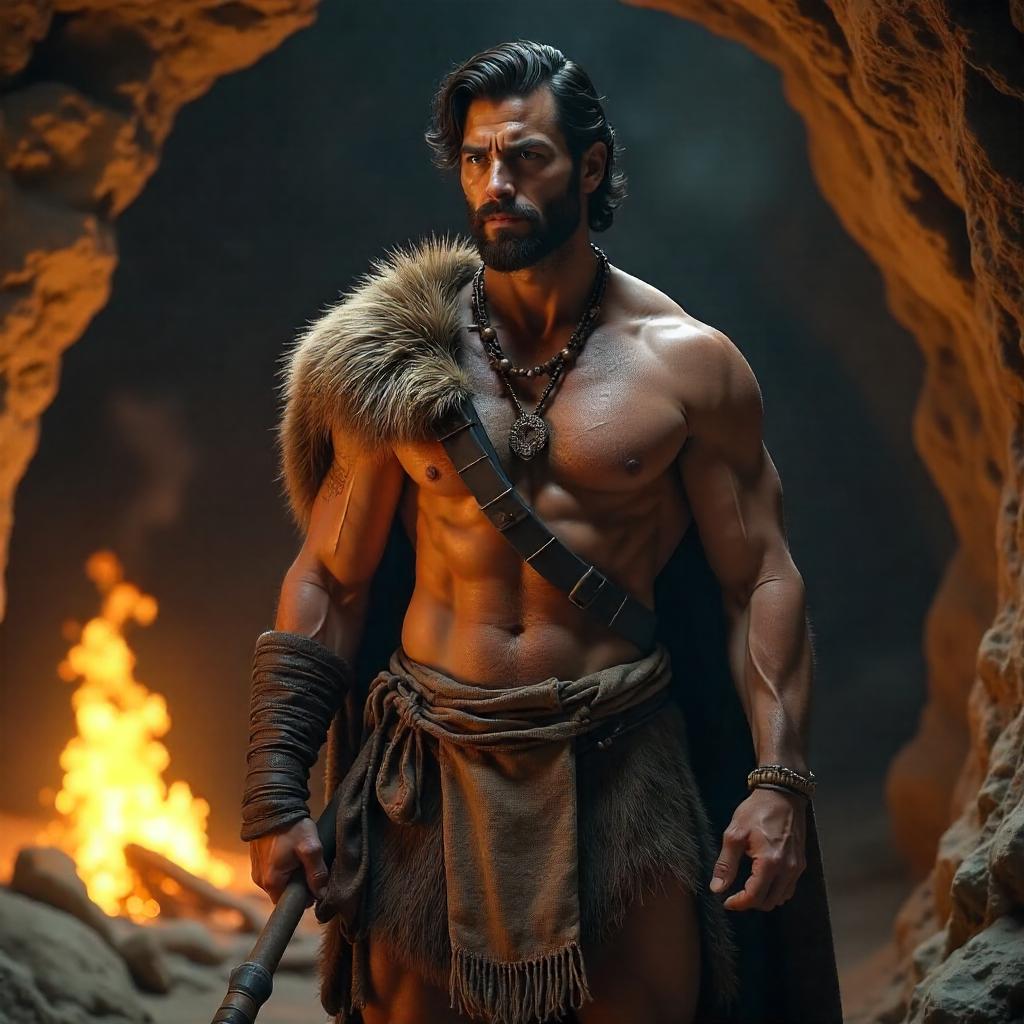 Handsome Stone Age Man in a 3D Render