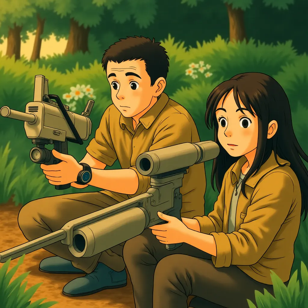 Adrien Brody and Alice Braga in Predators (2010) - Anime style