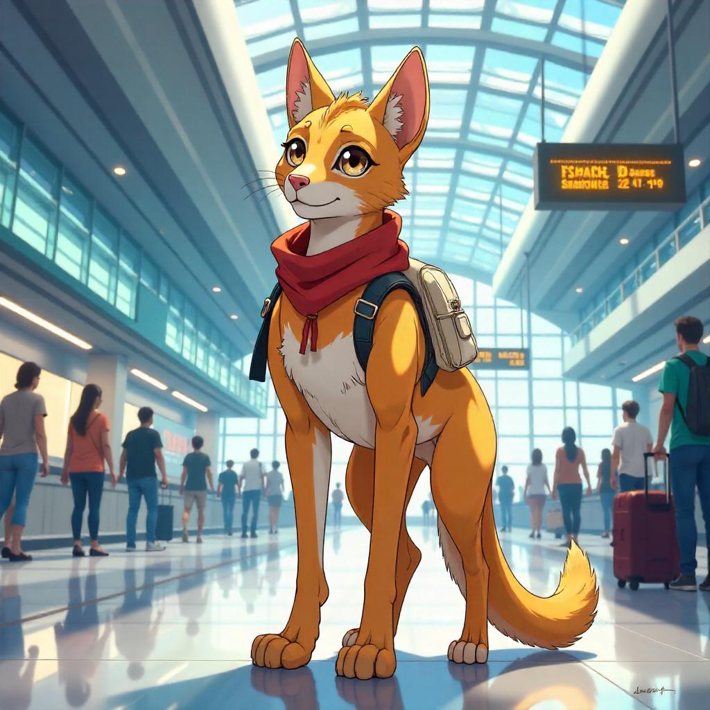 Sphinx at the Anime Airport Concourse