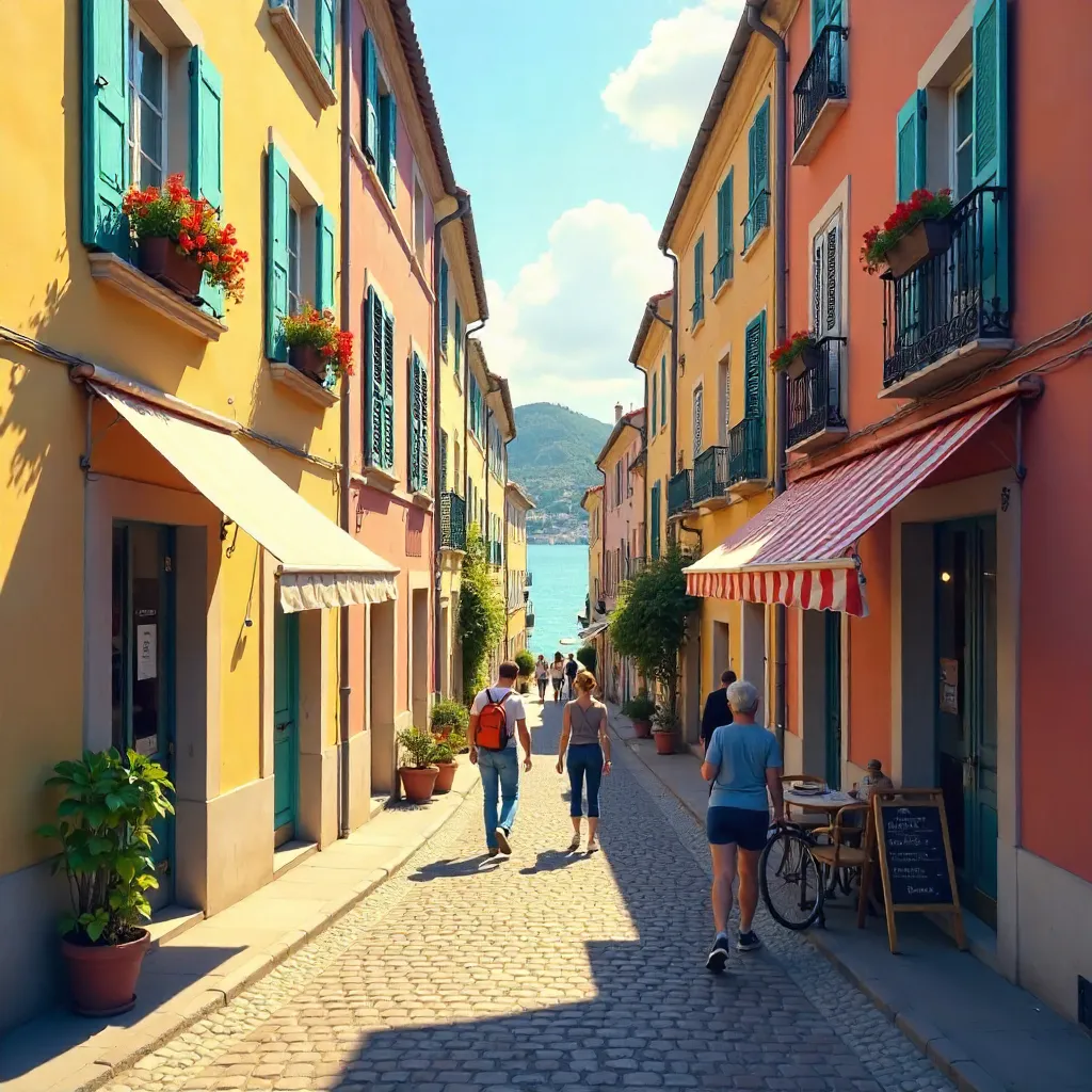 Sunlit Narrow Street in Old Town Nice