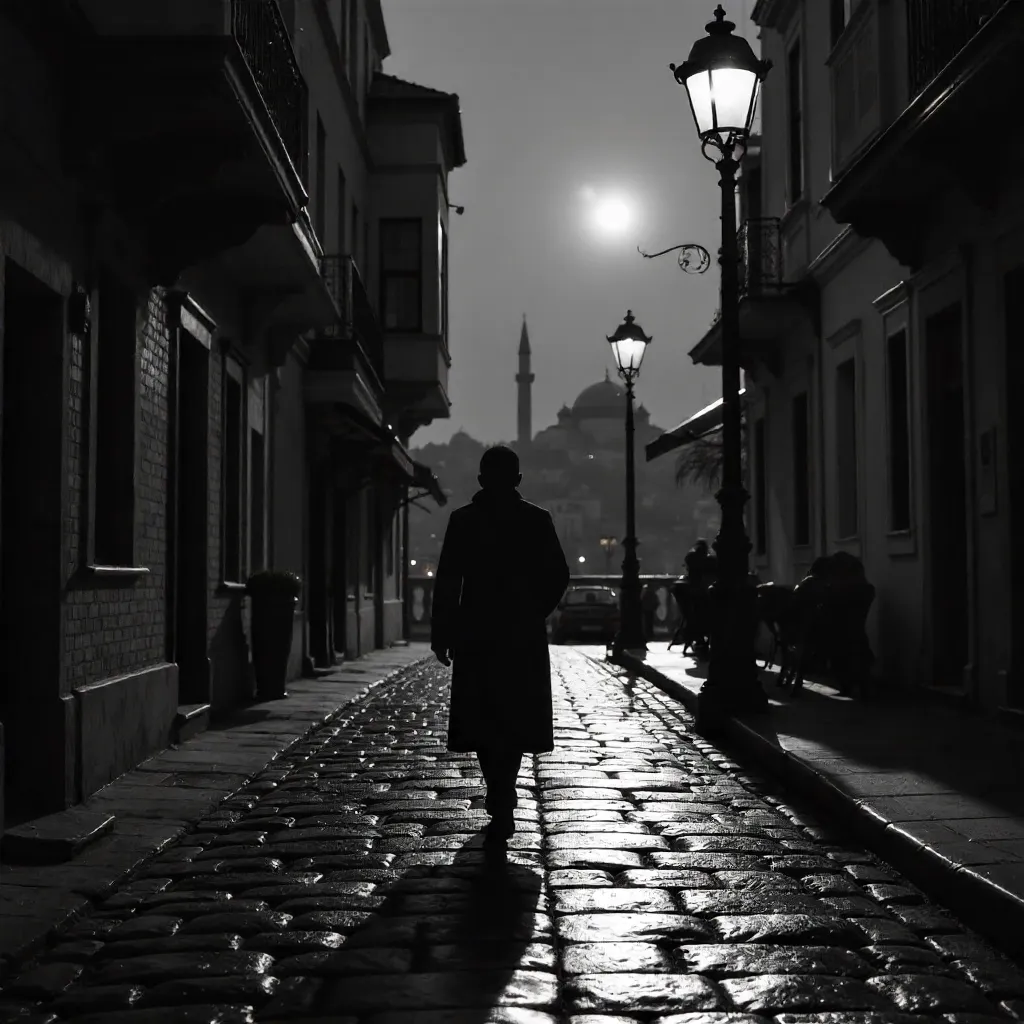 Silhouette by the Streetlamp in Istanbul
