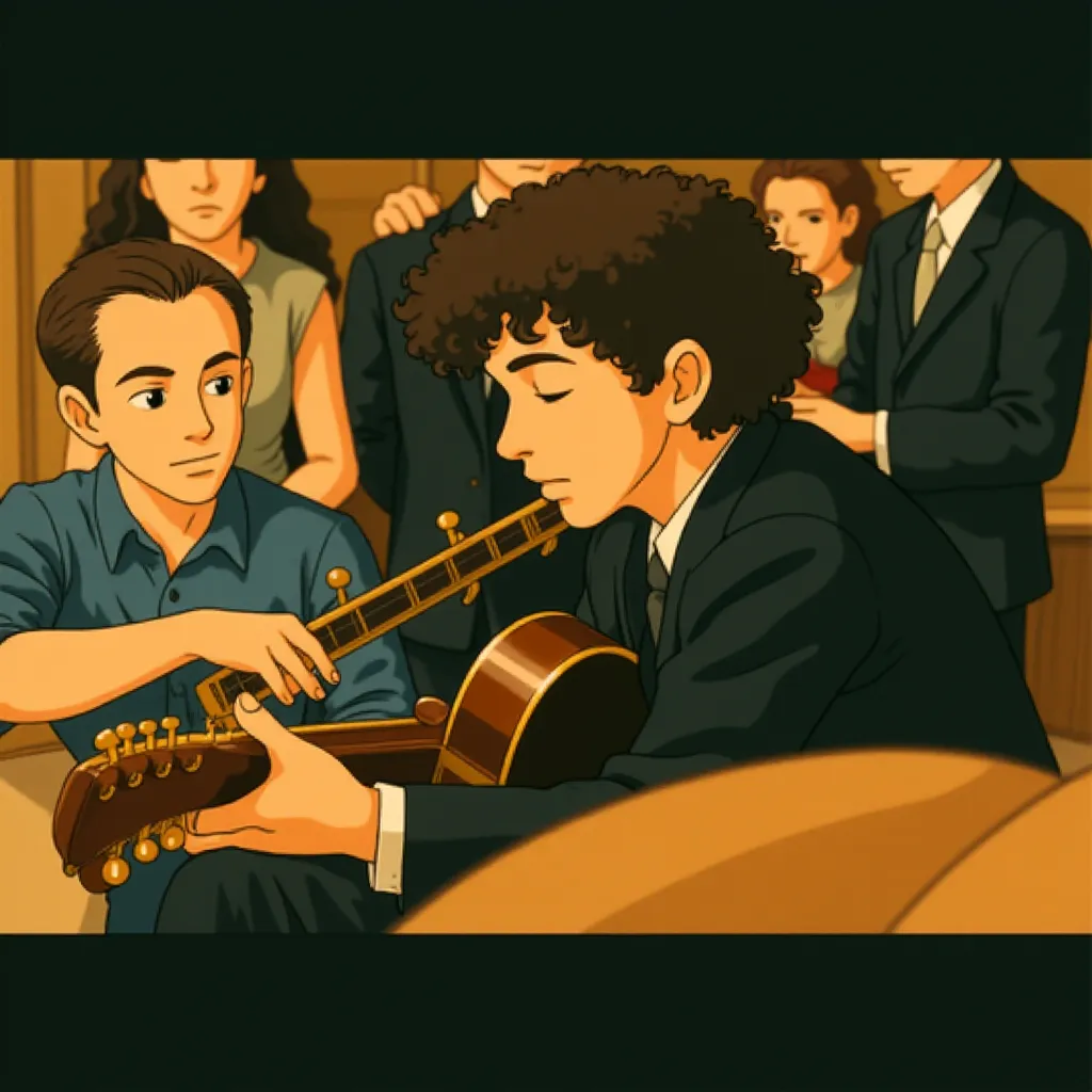 Edward Norton and Timothée Chalamet in A Complete Unknown (2024) - Anime style