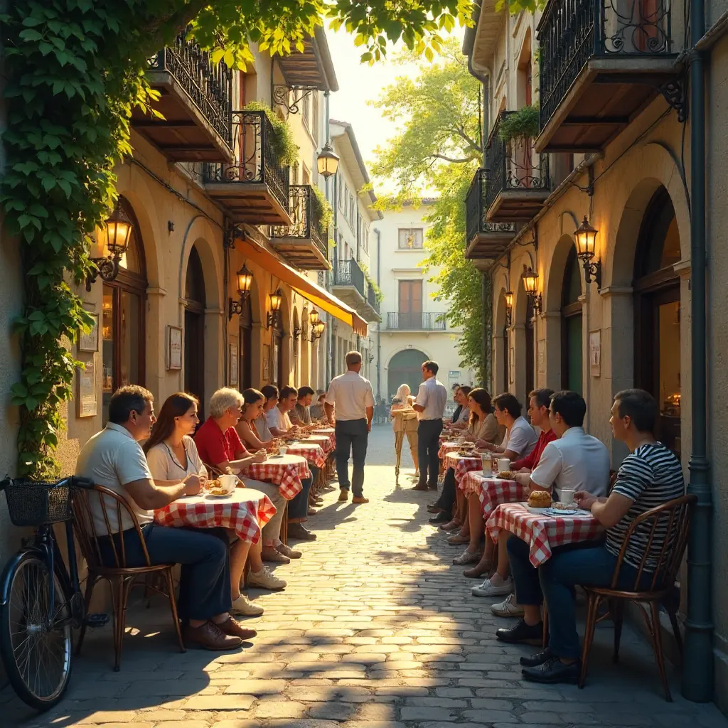 Sunlit Historic Alley Café