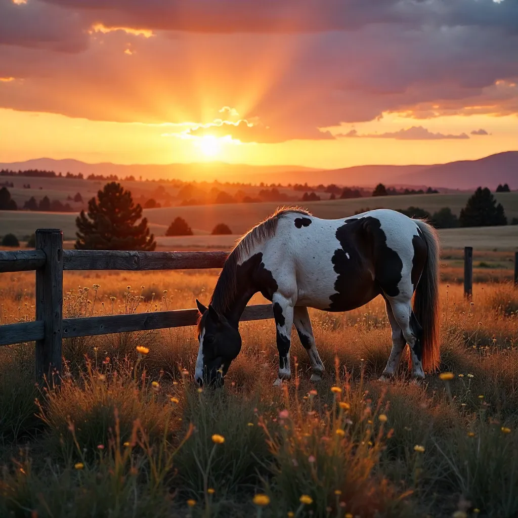 Grazing Appaloosa at Idaho Sunset