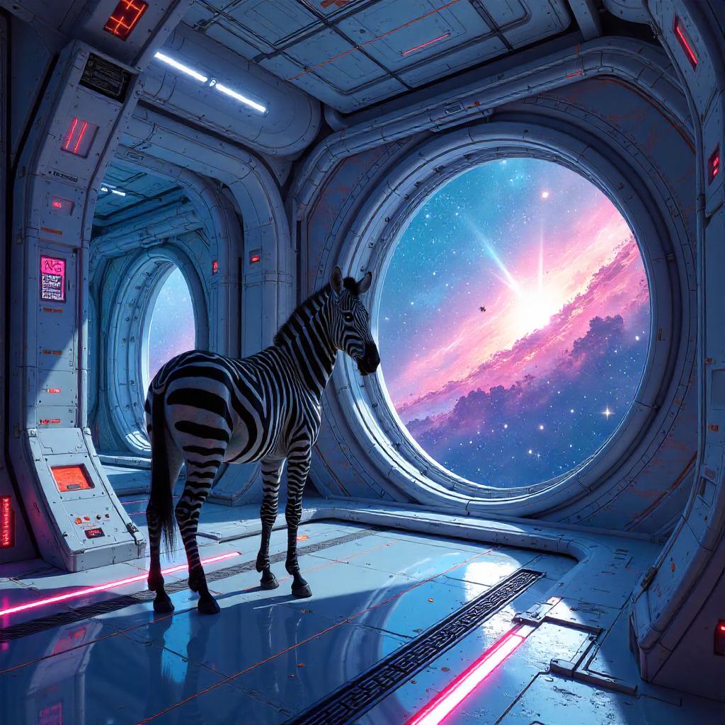 Zebra Concept Art on a Space Station